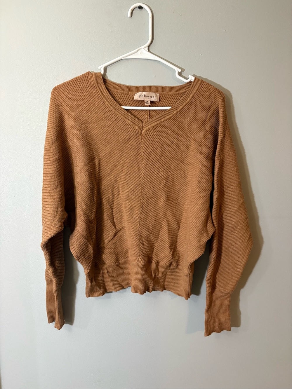 Philosophy Men's V-Neck Sweater in Camel Brown